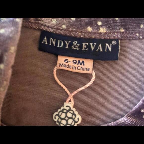 Adorable Velvet Baby Romper - Andy & Evan 6-9M NWT - Picture 3 of 6